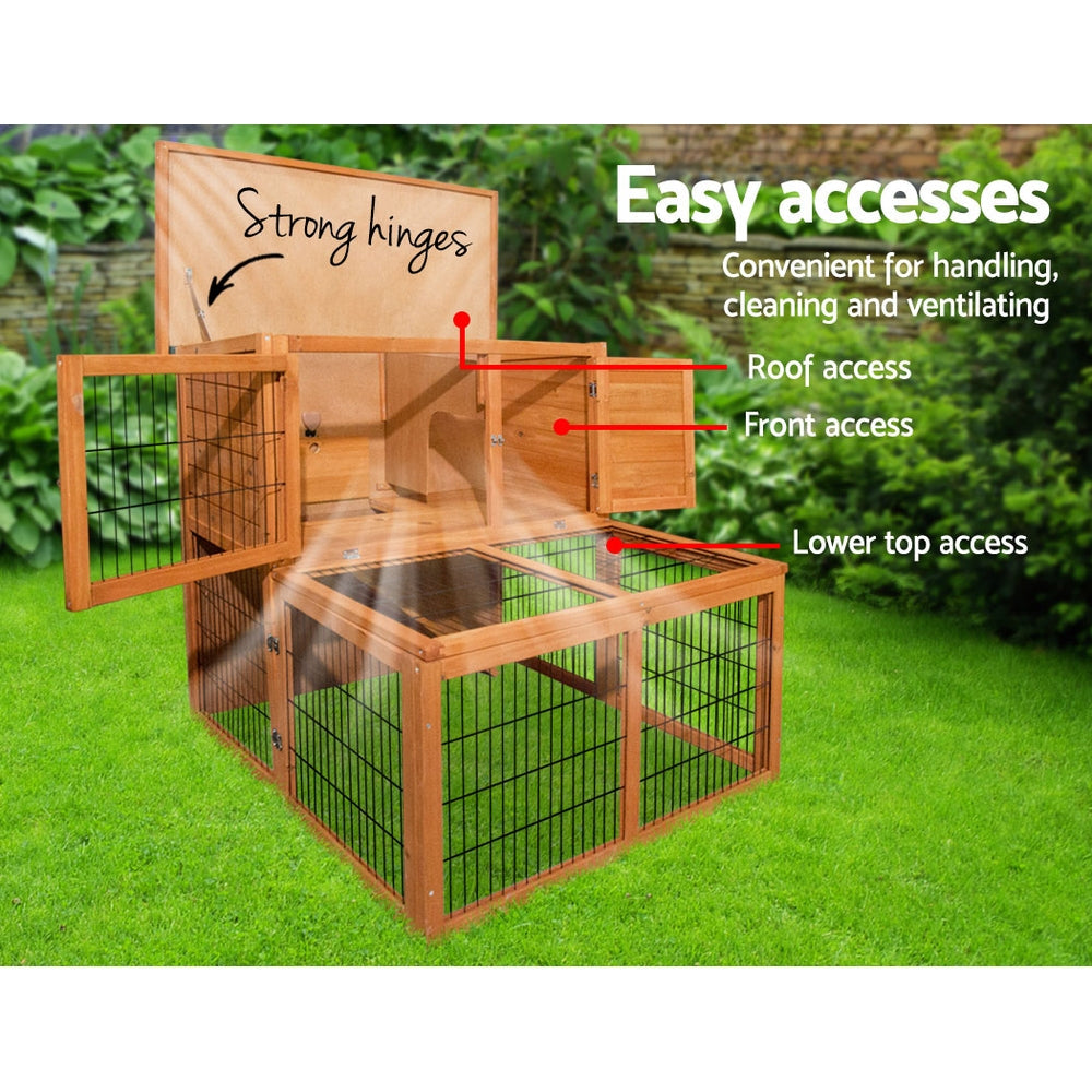 i.Pet Rabbit Hutch Wooden Pet Chicken Coop 100cm Tall-6