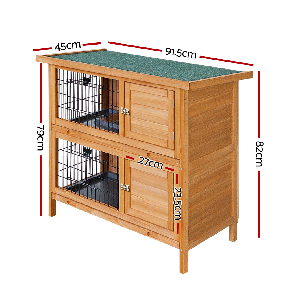 i.Pet Rabbit Hutch Wooden Pet Hutch 82cm x 91.5cm x 45cm-1