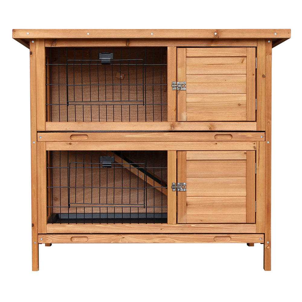 i.Pet Rabbit Hutch Wooden Pet Hutch 82cm x 91.5cm x 45cm-2