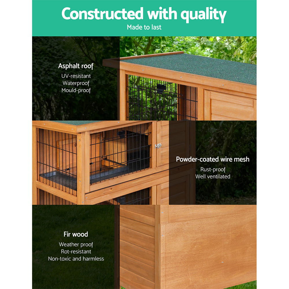 i.Pet Rabbit Hutch Wooden Pet Hutch 82cm x 91.5cm x 45cm-4