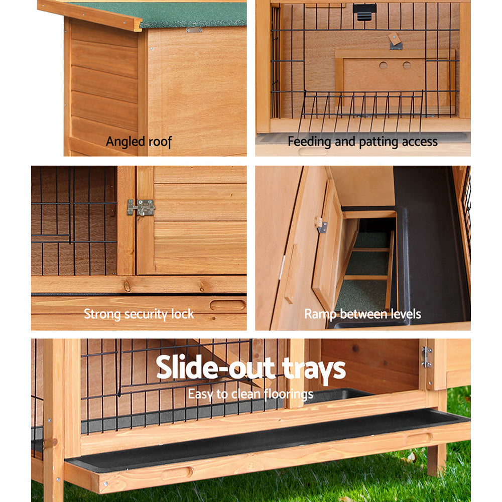 i.Pet Rabbit Hutch Wooden Pet Hutch 82cm x 91.5cm x 45cm-5