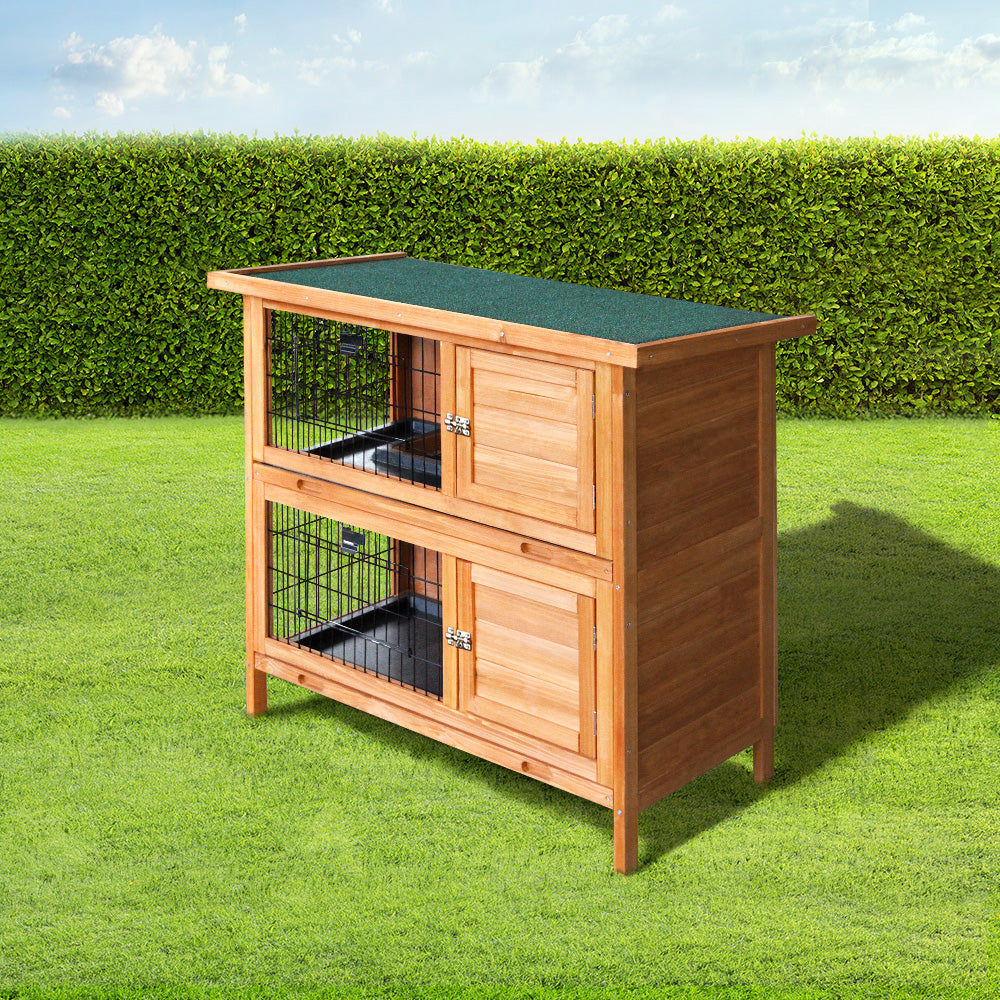 i.Pet Rabbit Hutch Wooden Pet Hutch 82cm x 91.5cm x 45cm-7