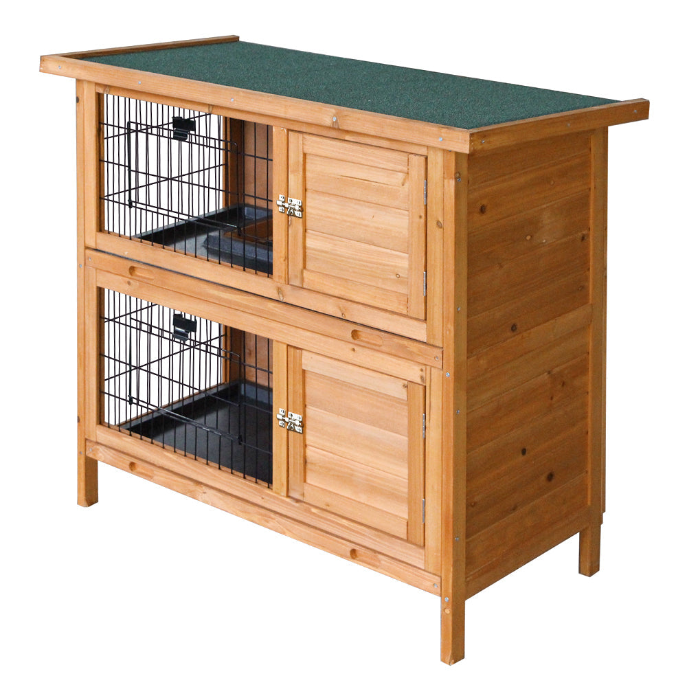 i.Pet Rabbit Hutch Wooden Pet Hutch 82cm x 91.5cm x 45cm-0