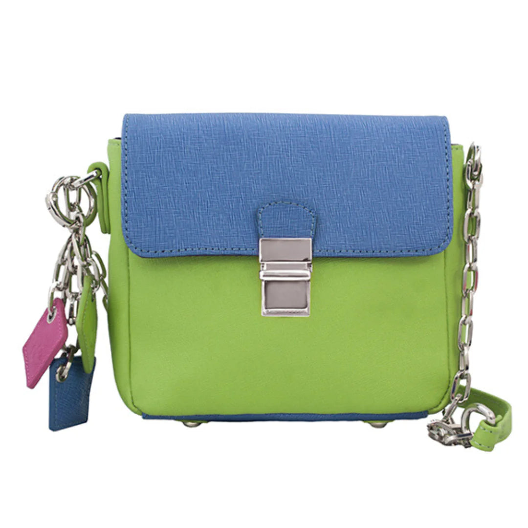 Tiny Leather Handbag -Blue/Lime (Option 2)