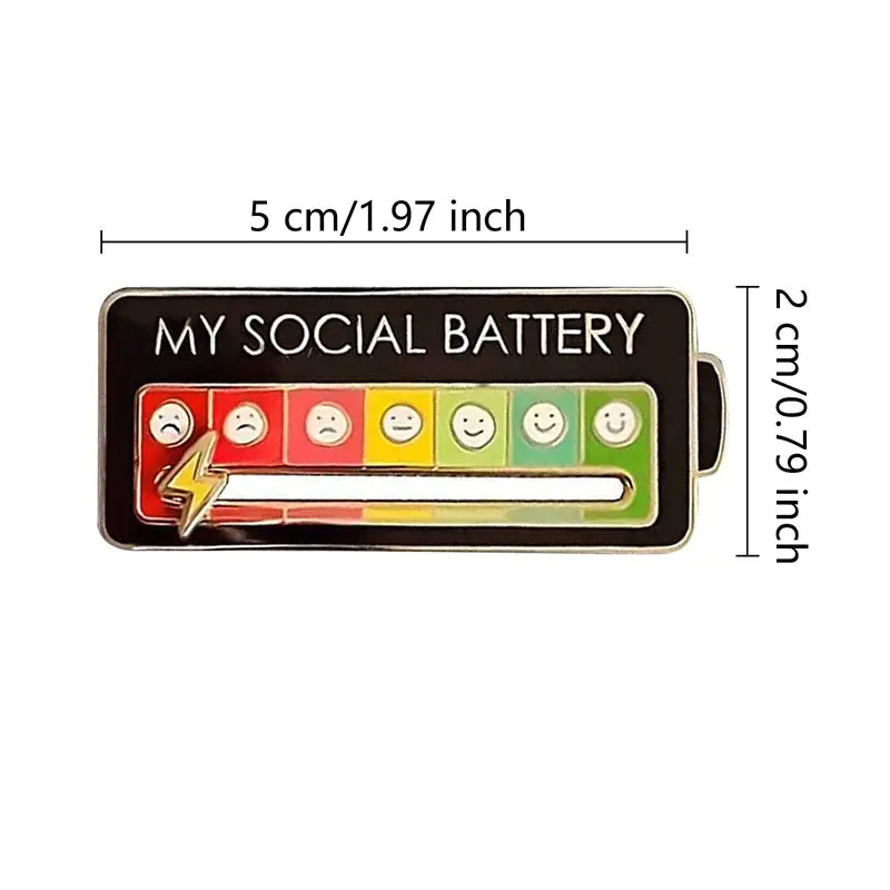 My Social Battery Mood Switching Brooch Funny Enamel Pin