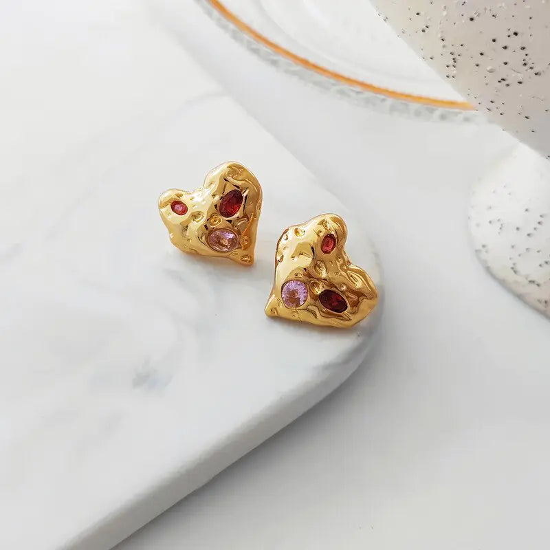 Irregular Heart Stud Earrings