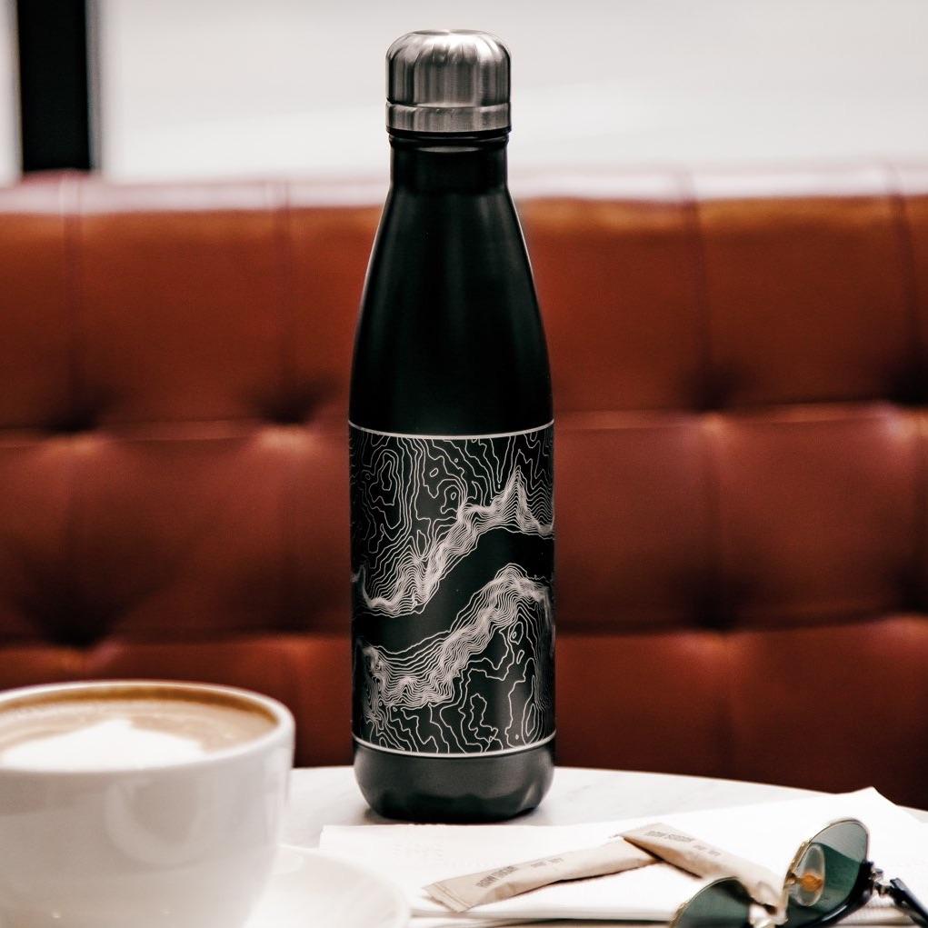 Plymouth - Wisconsin Map Insulated Bottle in Matte Black
