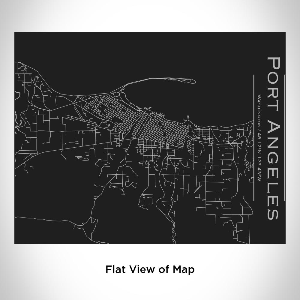 Port Angeles - Washington Map Bottle with Bamboo Top in Matte Black