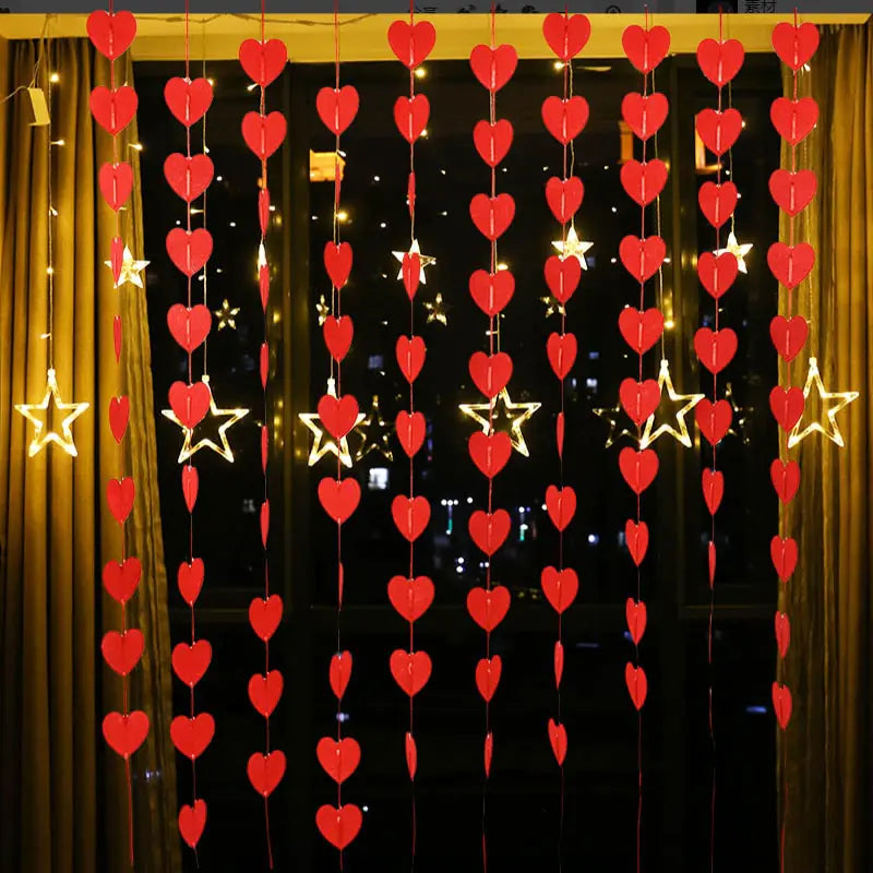 80 Red Hearts Felt Garland