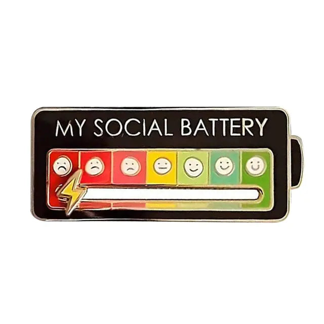 My Social Battery Mood Switching Brooch Funny Enamel Pin