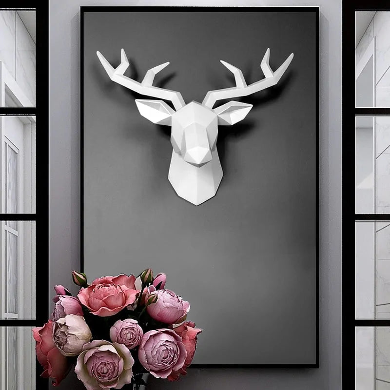 Modern 3D Deer Head Wall Sculpture