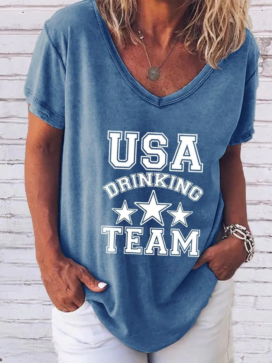 Women's "USA Drinking Team" Print Shirt