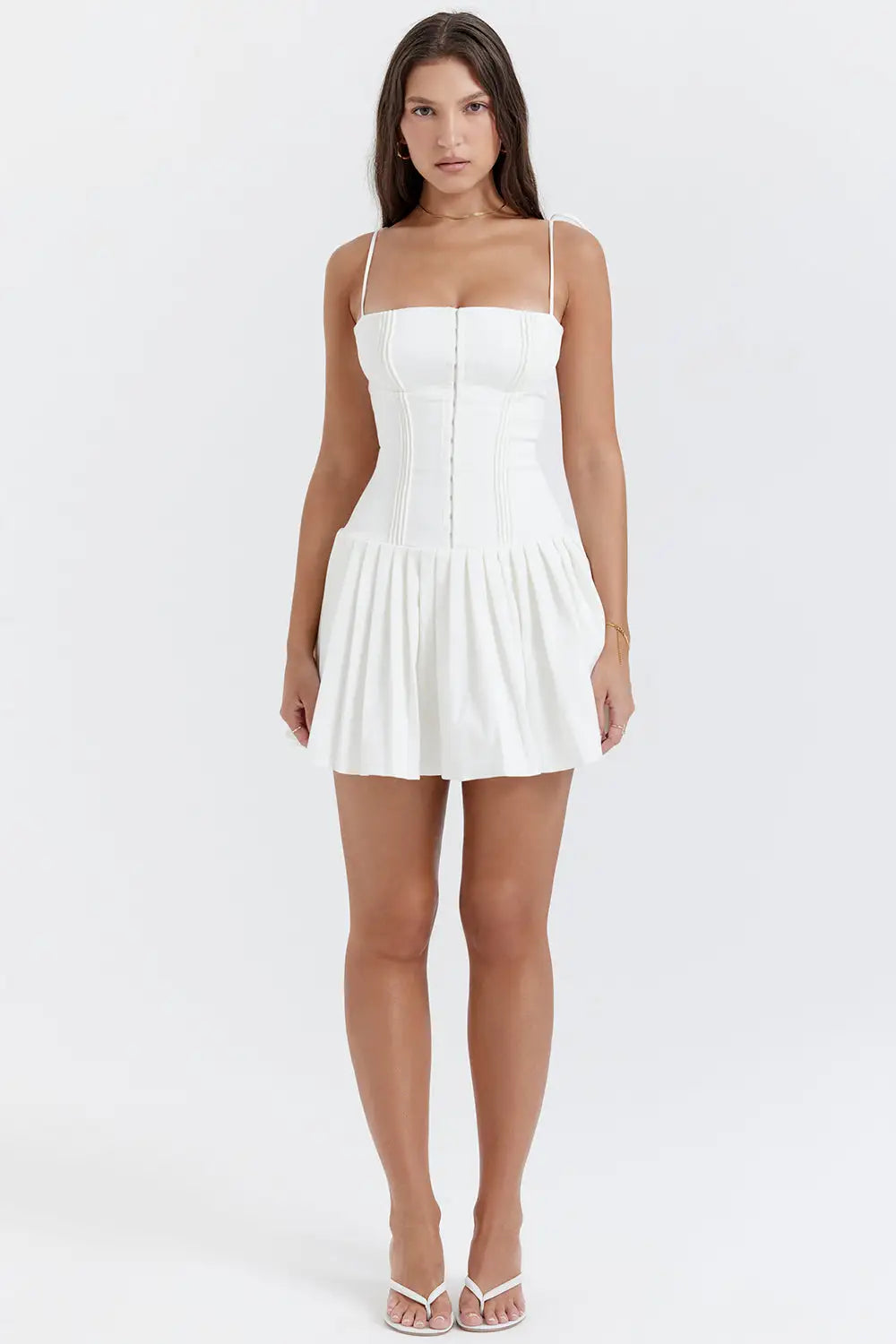 White Pleated Dress