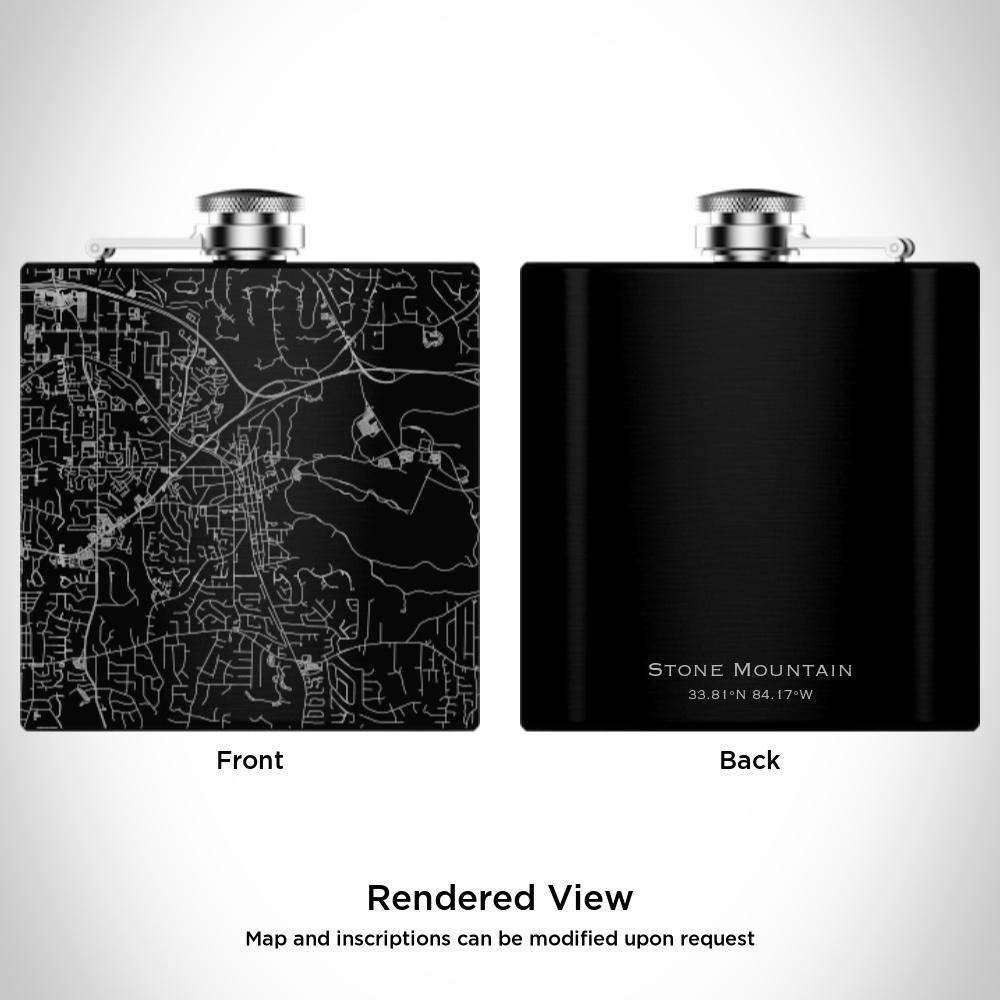 Stone Mountain - Georgia Map Hip Flask in Matte Black