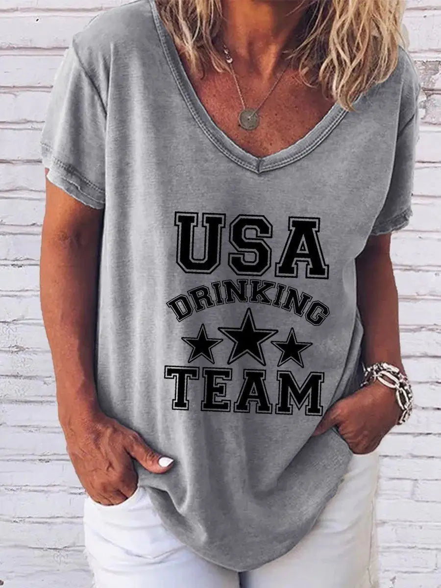 Women's "USA Drinking Team" Print Shirt