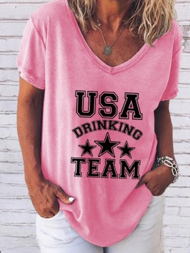 Women's "USA Drinking Team" Print Shirt