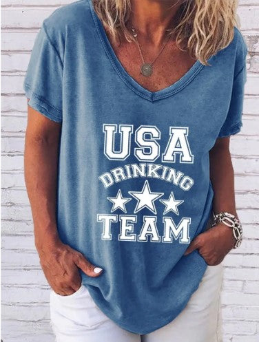 Women's "USA Drinking Team" Print Shirt