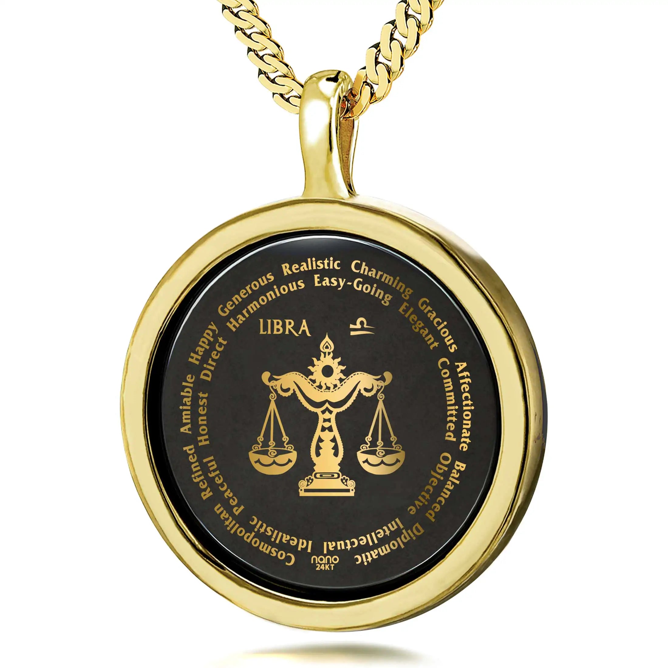 Libra Necklaces for Lovers of the Zodiac 24k Gold Inscribed