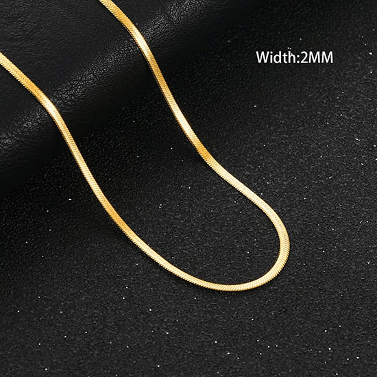 Flat Gold Color Necklace