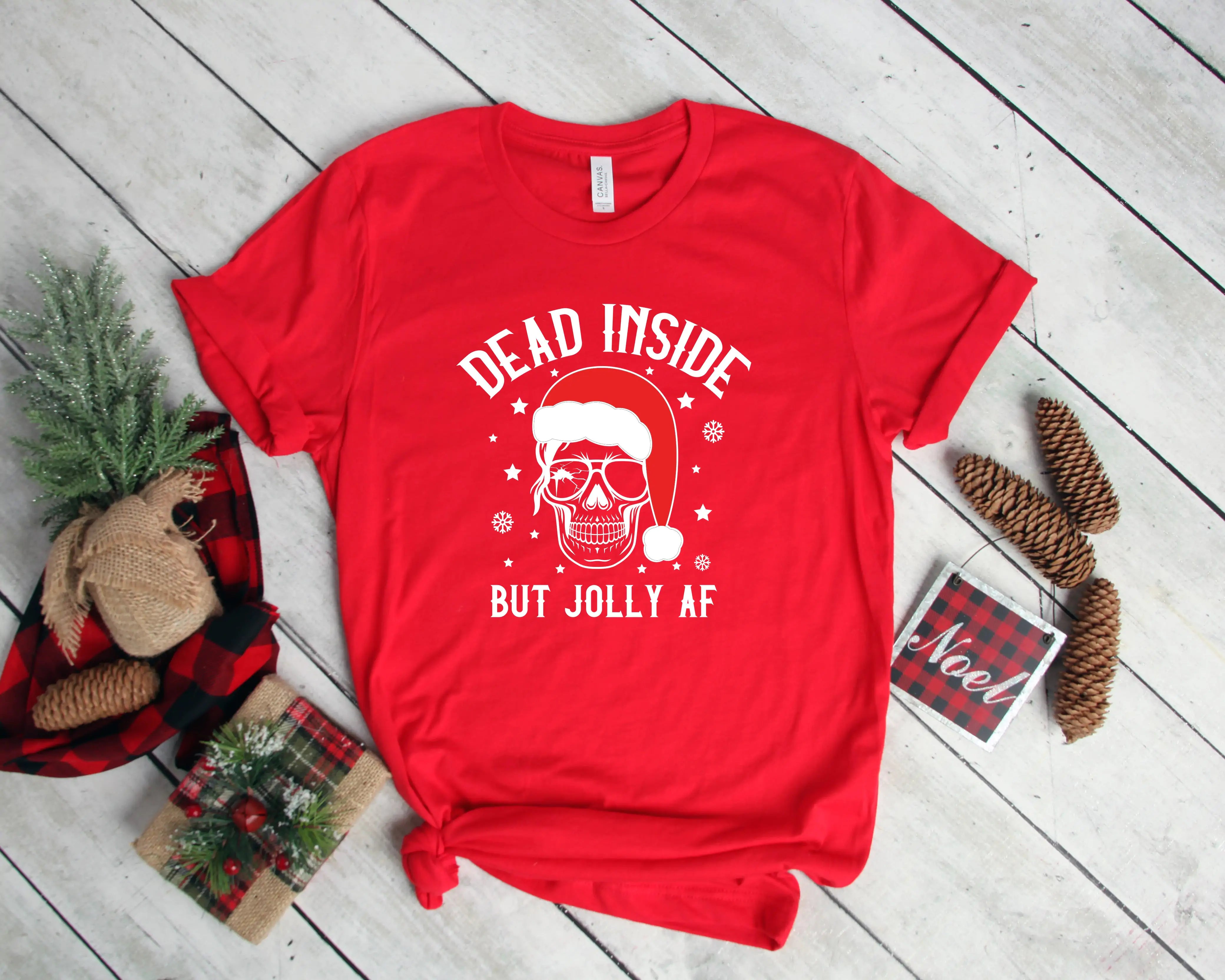 Dead Inside But Joly AF Christmas Skeleton Shirt, Christmas Shirt